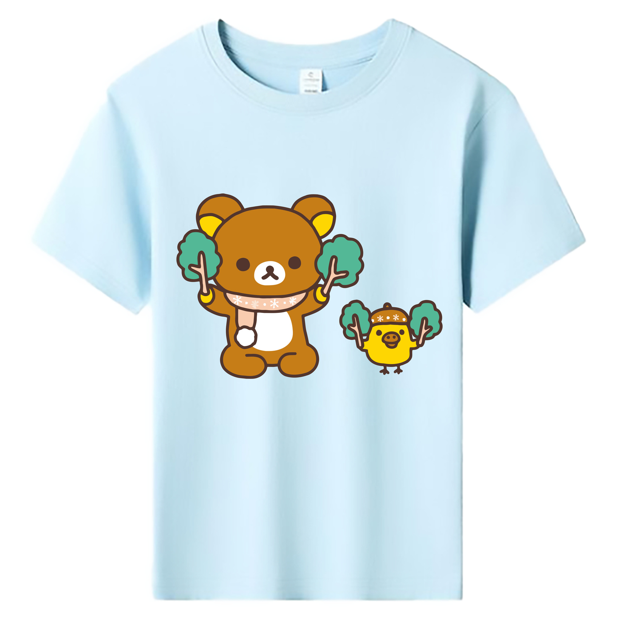 （画像用） リラックマ リラックマ キイロイトリ Rilakkuma Korilakkuma Kiiroitori 綿100％キッズTシャツ（フロントプリント）